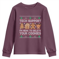 Funny Christmas Tech Support Youth Sweatshirt Computer Programmer Gift Here To Delete Cookies Ugly Xmas - Wonder Print Shop