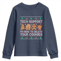 Funny Christmas Tech Support Youth Sweatshirt Computer Programmer Gift Here To Delete Cookies Ugly Xmas - Wonder Print Shop