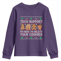 Funny Christmas Tech Support Youth Sweatshirt Computer Programmer Gift Here To Delete Cookies Ugly Xmas - Wonder Print Shop