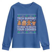 Funny Christmas Tech Support Youth Sweatshirt Computer Programmer Gift Here To Delete Cookies Ugly Xmas - Wonder Print Shop