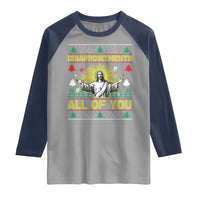 Funny Jesus Christmas Raglan Shirt Disappointments All of You Jesus Ugly Xmas - Wonder Print Shop