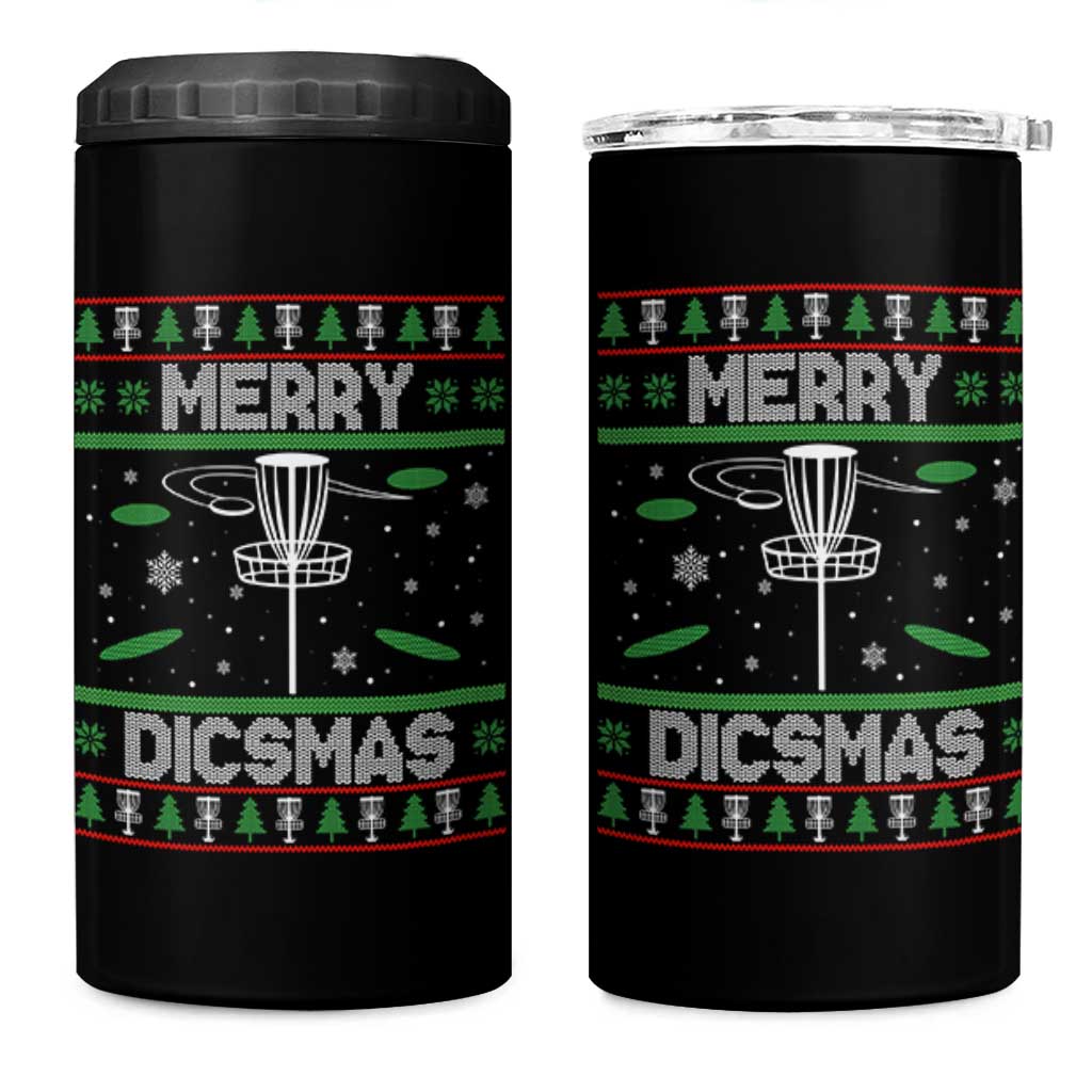 Disc Golf Christmas 4 in 1 Can Cooler Tumbler Merry Discmas Ugly Xmas - Wonder Print Shop