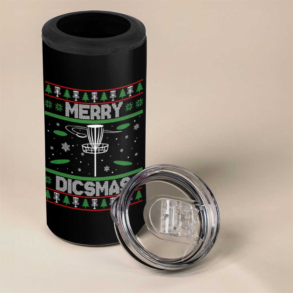 Disc Golf Christmas 4 in 1 Can Cooler Tumbler Merry Discmas Ugly Xmas - Wonder Print Shop