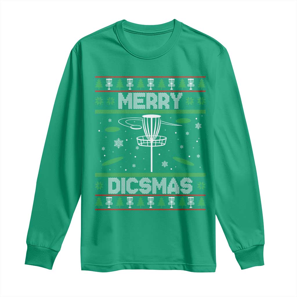 Disc Golf Christmas Long Sleeve Shirt Merry Discmas Ugly Xmas - Wonder Print Shop