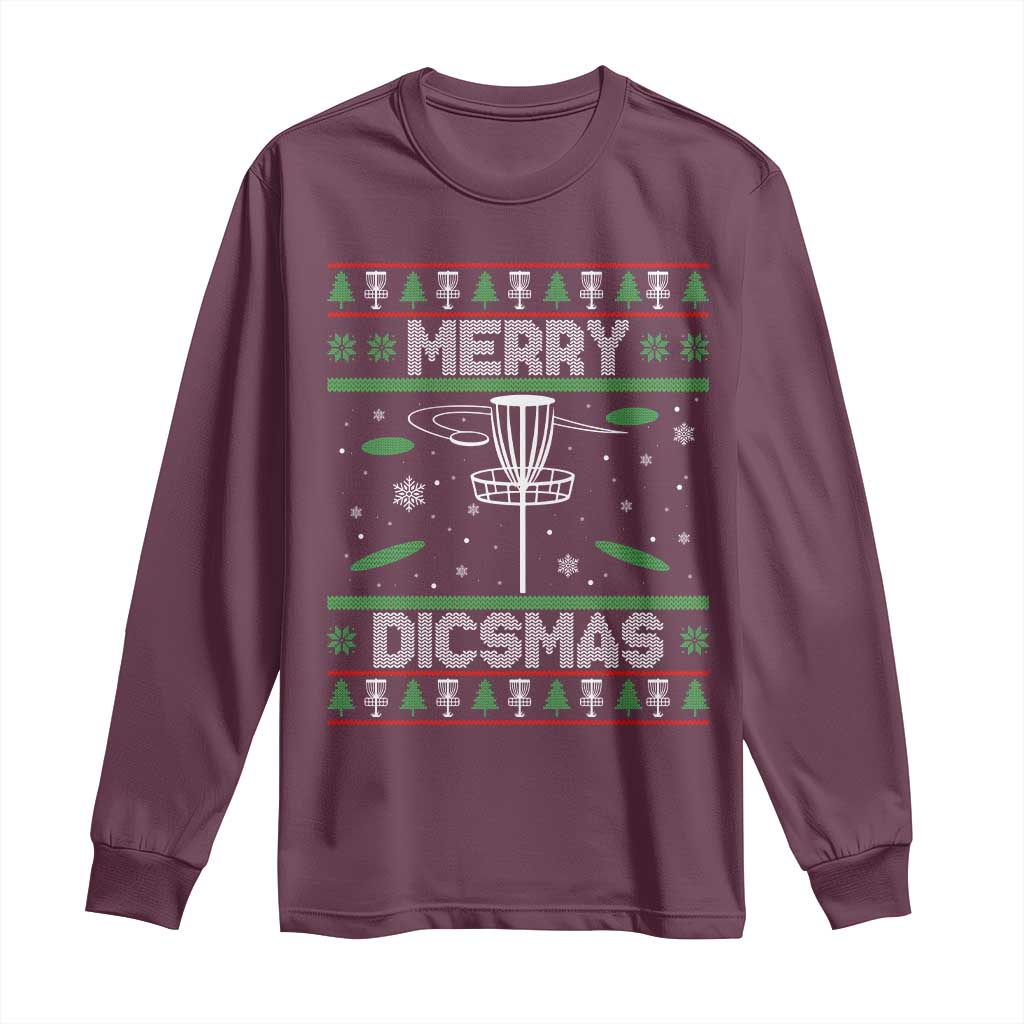 Disc Golf Christmas Long Sleeve Shirt Merry Discmas Ugly Xmas - Wonder Print Shop