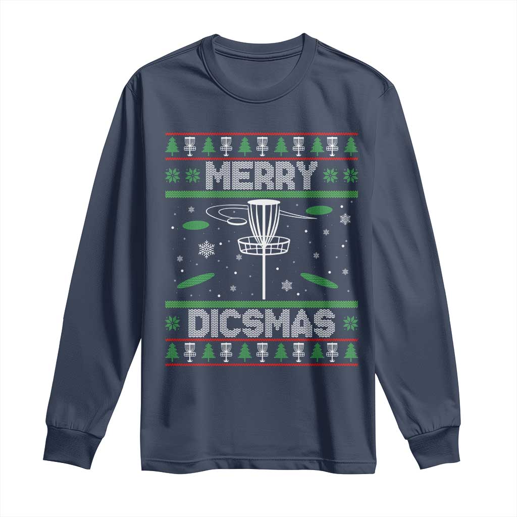 Disc Golf Christmas Long Sleeve Shirt Merry Discmas Ugly Xmas - Wonder Print Shop