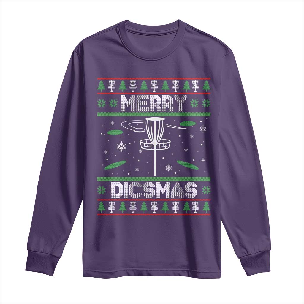 Disc Golf Christmas Long Sleeve Shirt Merry Discmas Ugly Xmas - Wonder Print Shop