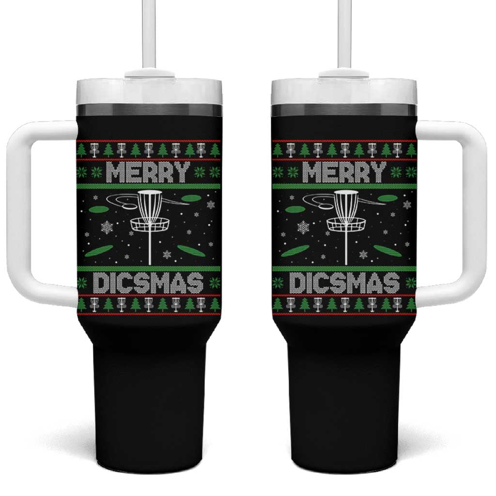 Disc Golf Christmas Tumbler With Handle Merry Discmas Ugly Xmas - Wonder Print Shop