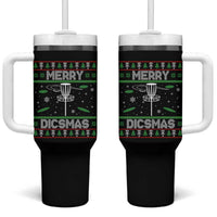 Disc Golf Christmas Tumbler With Handle Merry Discmas Ugly Xmas - Wonder Print Shop