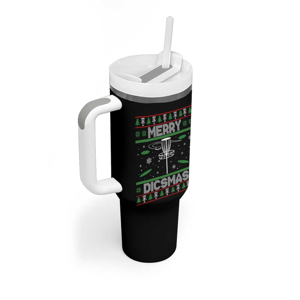 Disc Golf Christmas Tumbler With Handle Merry Discmas Ugly Xmas - Wonder Print Shop