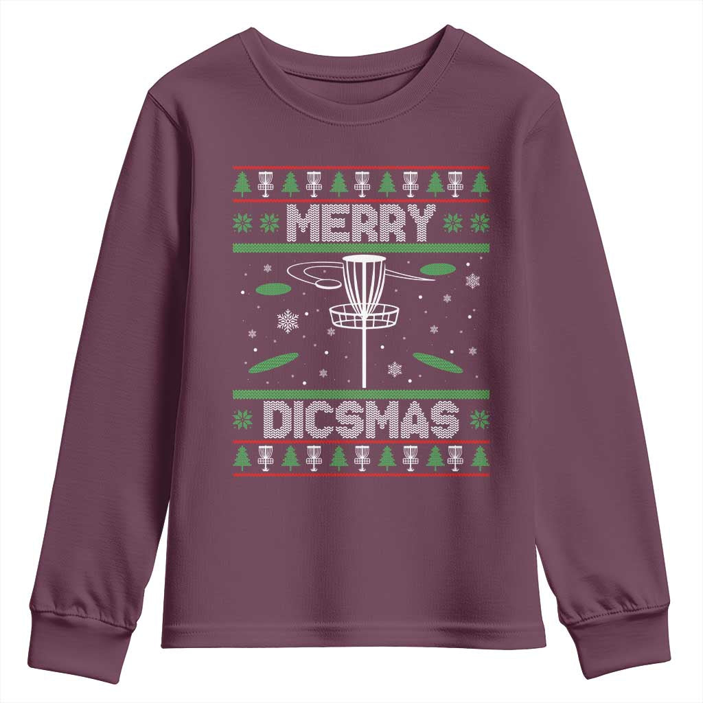 Disc Golf Christmas Youth Sweatshirt Merry Discmas Ugly Xmas - Wonder Print Shop