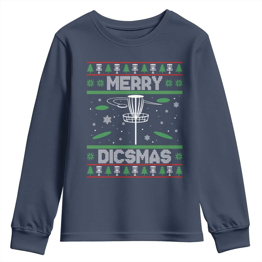 Disc Golf Christmas Youth Sweatshirt Merry Discmas Ugly Xmas - Wonder Print Shop