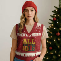 All You Need is Love V-Neck Knit Sweater Vest Retro Jordan GB Football Lover Fan Gift - Wonder Print Shop