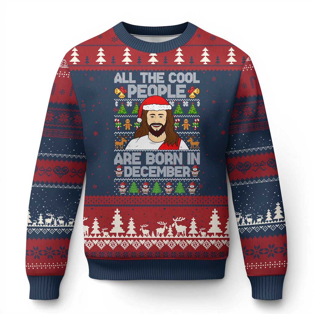 Funny Jesus Xmas December Birthday Ugly Christmas Sweater Ugly Xmas - Wonder Print Shop