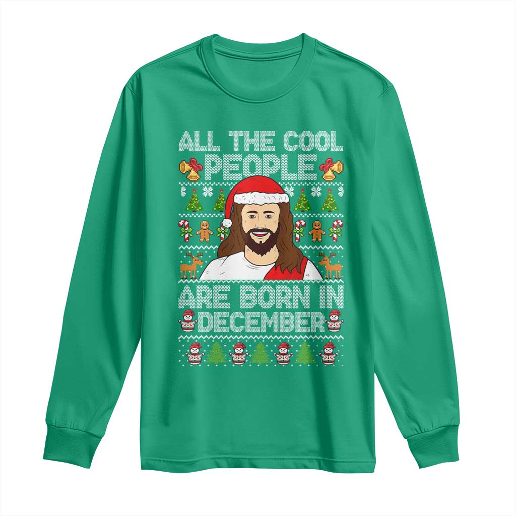 Funny Jesus Christmas December Birthday Long Sleeve Shirt Ugly Xmas - Wonder Print Shop