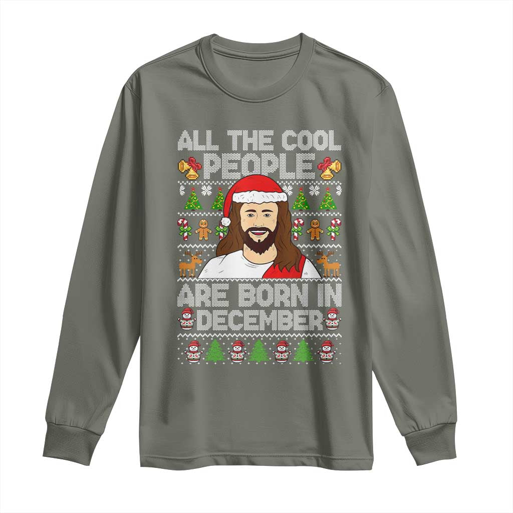 Funny Jesus Christmas December Birthday Long Sleeve Shirt Ugly Xmas - Wonder Print Shop
