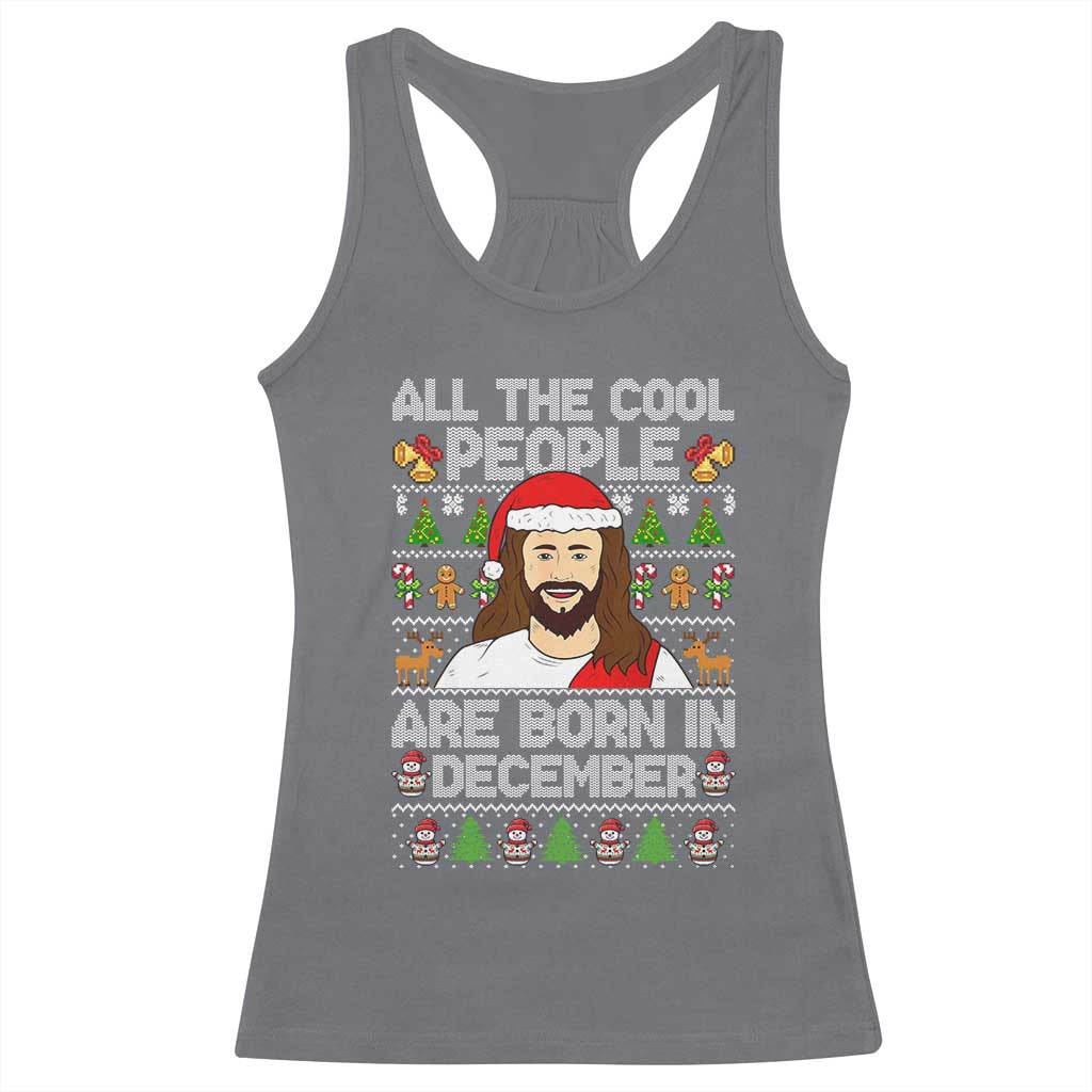 Funny Jesus Christmas December Birthday Racerback Tank Top Ugly Xmas - Wonder Print Shop