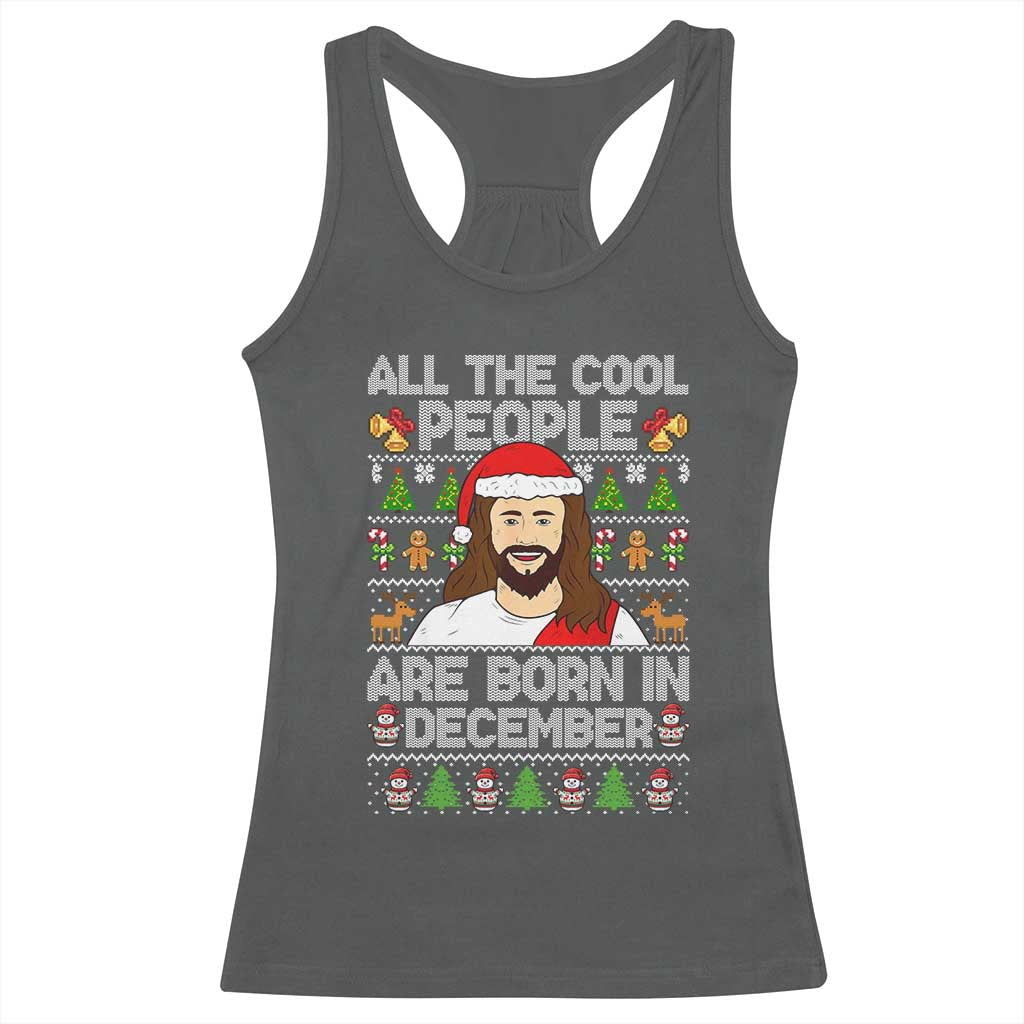 Funny Jesus Christmas December Birthday Racerback Tank Top Ugly Xmas - Wonder Print Shop
