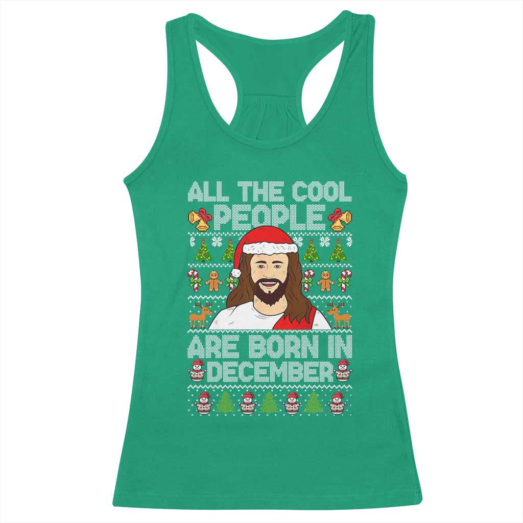 Funny Jesus Christmas December Birthday Racerback Tank Top Ugly Xmas - Wonder Print Shop