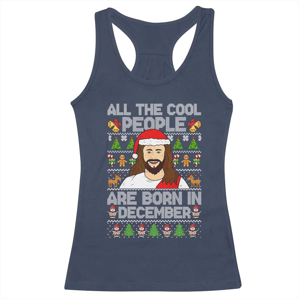 Funny Jesus Christmas December Birthday Racerback Tank Top Ugly Xmas - Wonder Print Shop