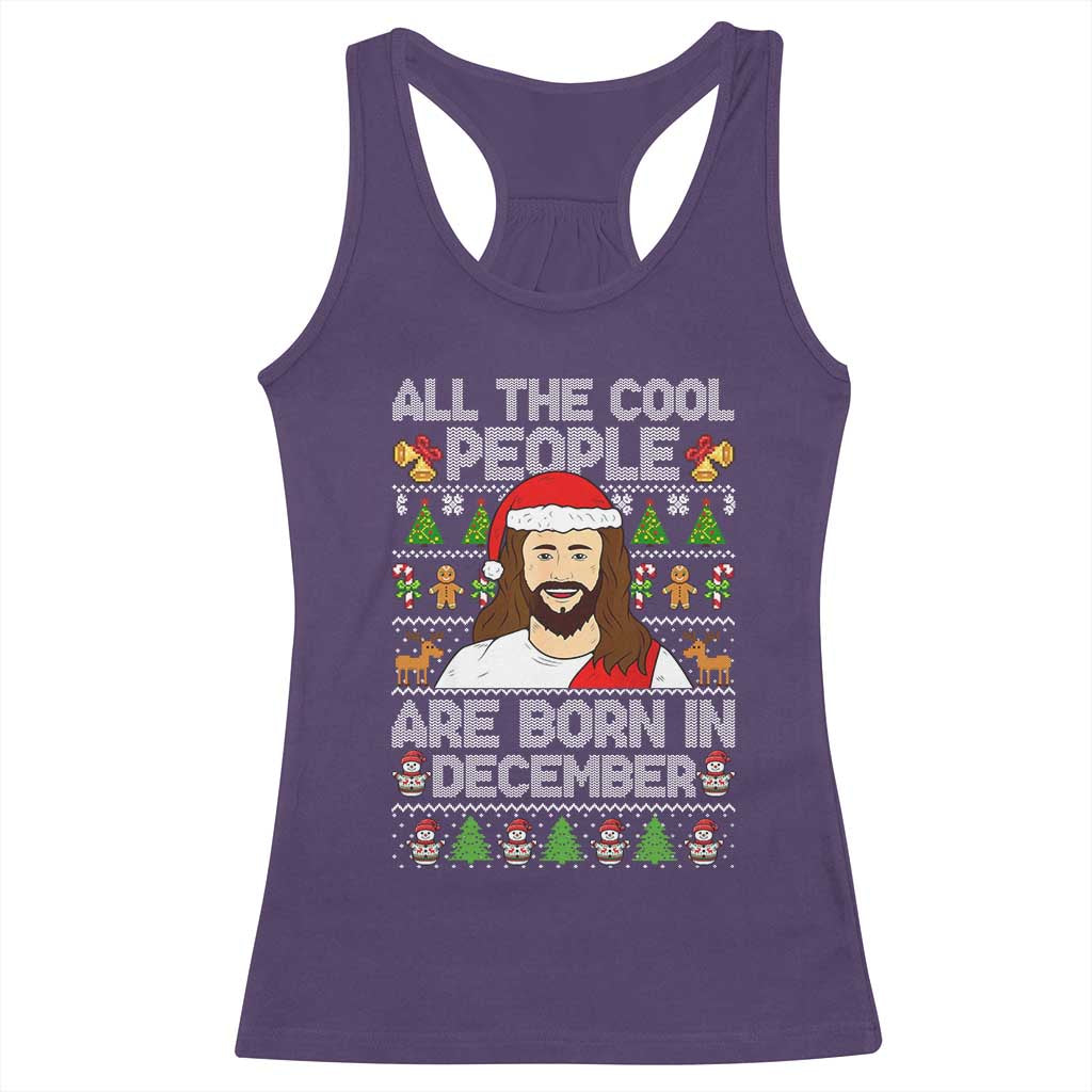 Funny Jesus Christmas December Birthday Racerback Tank Top Ugly Xmas - Wonder Print Shop