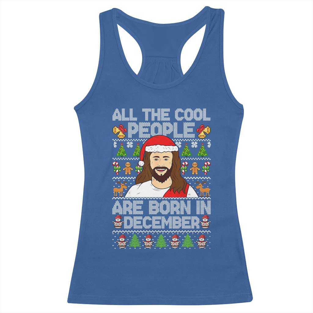 Funny Jesus Christmas December Birthday Racerback Tank Top Ugly Xmas - Wonder Print Shop