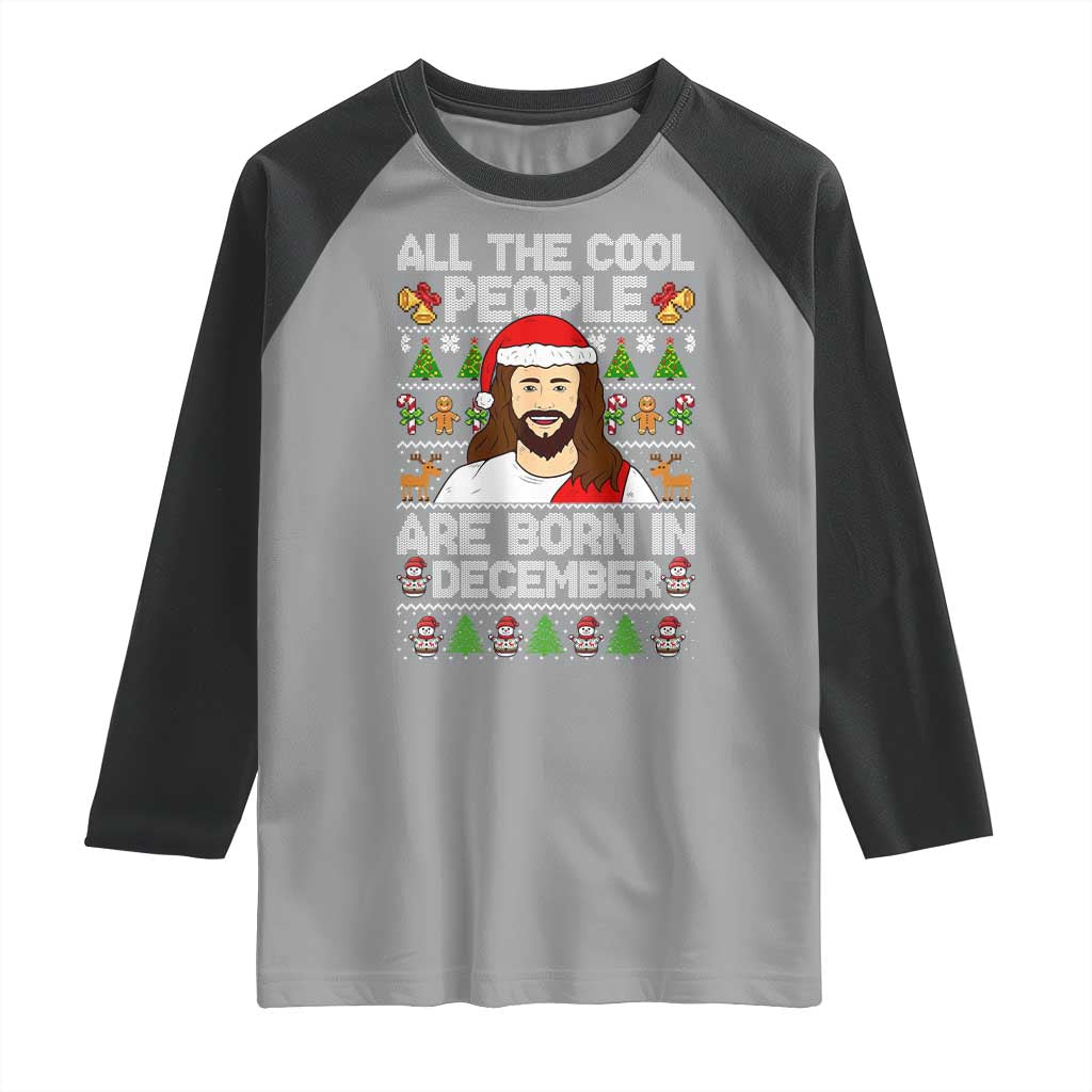 Funny Jesus Christmas December Birthday Raglan Shirt Ugly Xmas - Wonder Print Shop