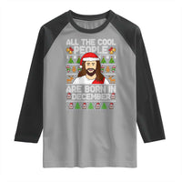 Funny Jesus Christmas December Birthday Raglan Shirt Ugly Xmas - Wonder Print Shop
