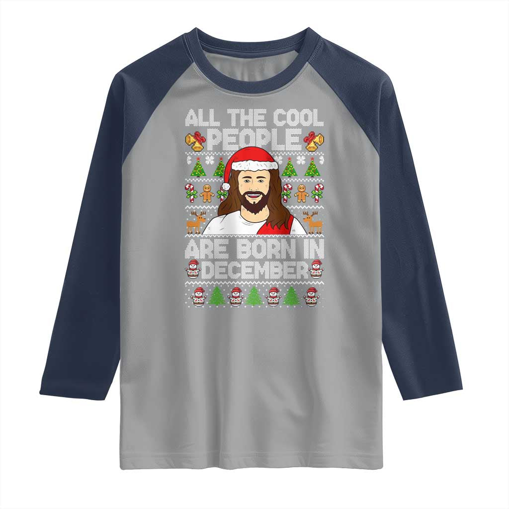 Funny Jesus Christmas December Birthday Raglan Shirt Ugly Xmas - Wonder Print Shop