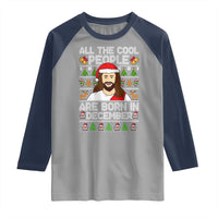 Funny Jesus Christmas December Birthday Raglan Shirt Ugly Xmas - Wonder Print Shop