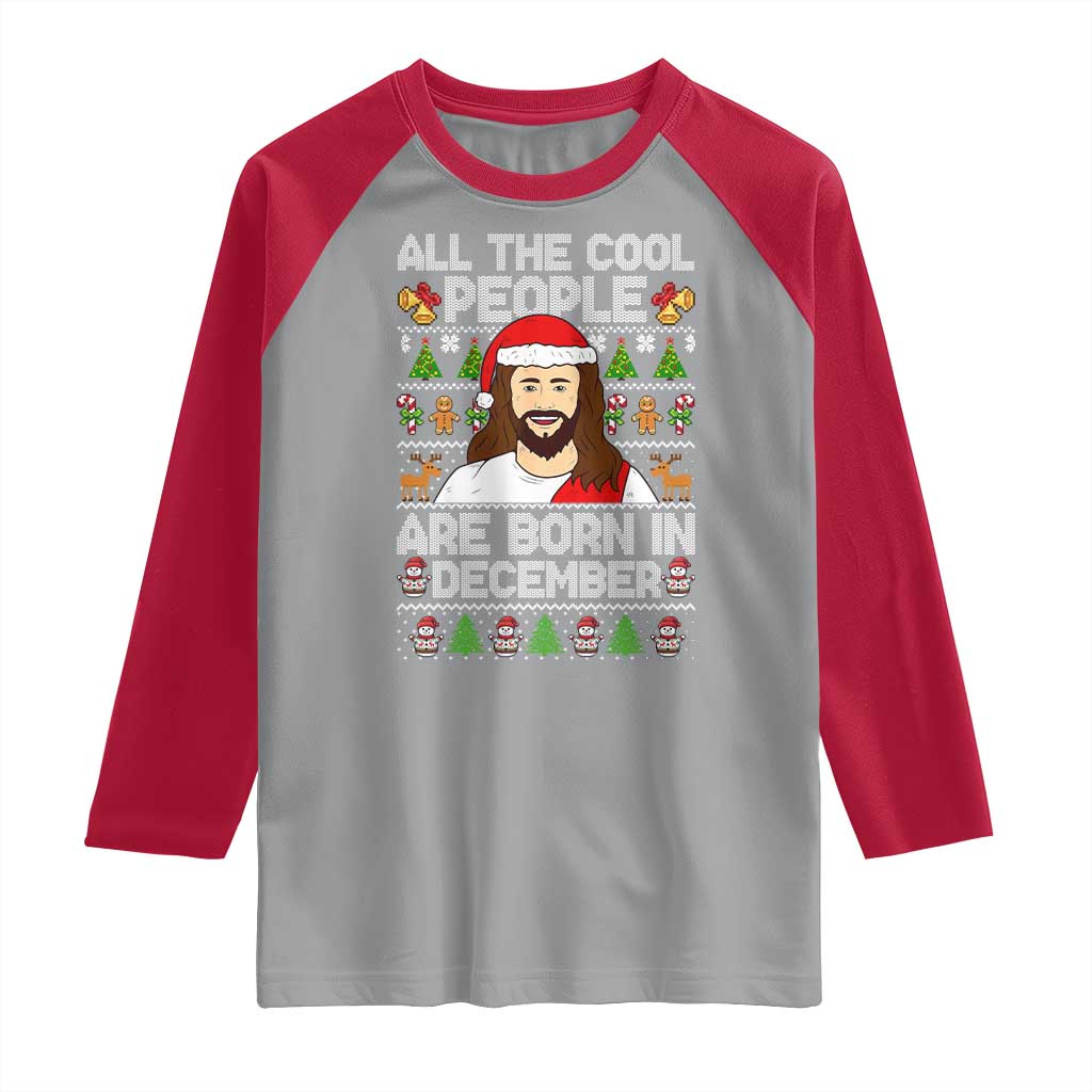 Funny Jesus Christmas December Birthday Raglan Shirt Ugly Xmas - Wonder Print Shop
