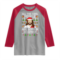 Funny Jesus Christmas December Birthday Raglan Shirt Ugly Xmas - Wonder Print Shop