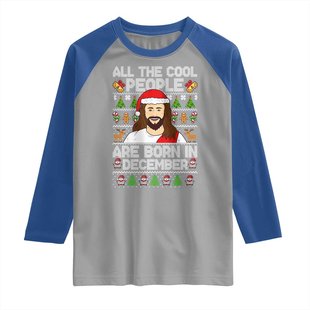 Funny Jesus Christmas December Birthday Raglan Shirt Ugly Xmas - Wonder Print Shop