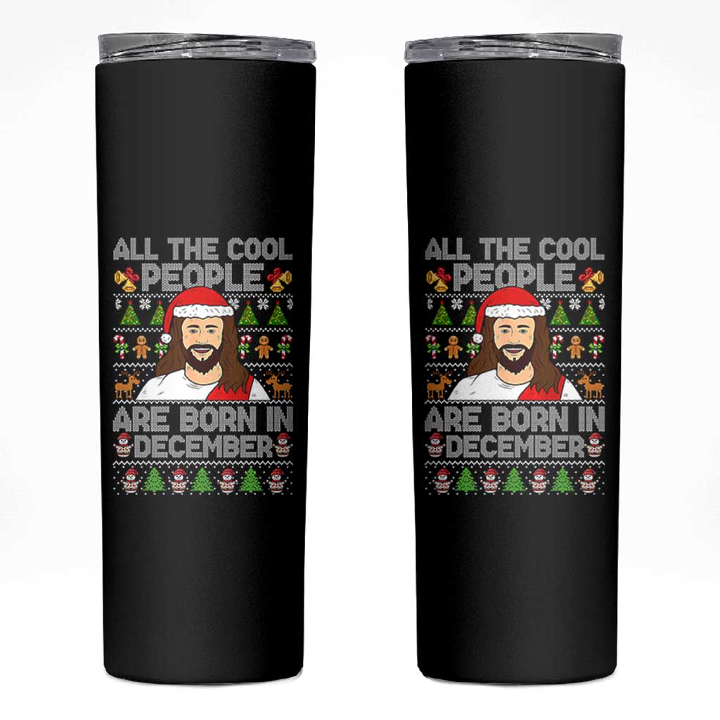 Funny Jesus Christmas December Birthday Skinny Tumbler Ugly Xmas - Wonder Print Shop