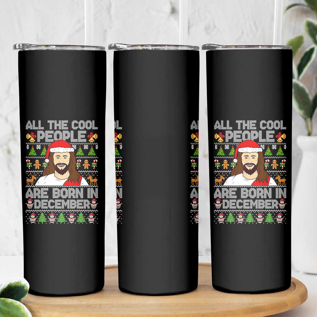 Funny Jesus Christmas December Birthday Skinny Tumbler Ugly Xmas - Wonder Print Shop