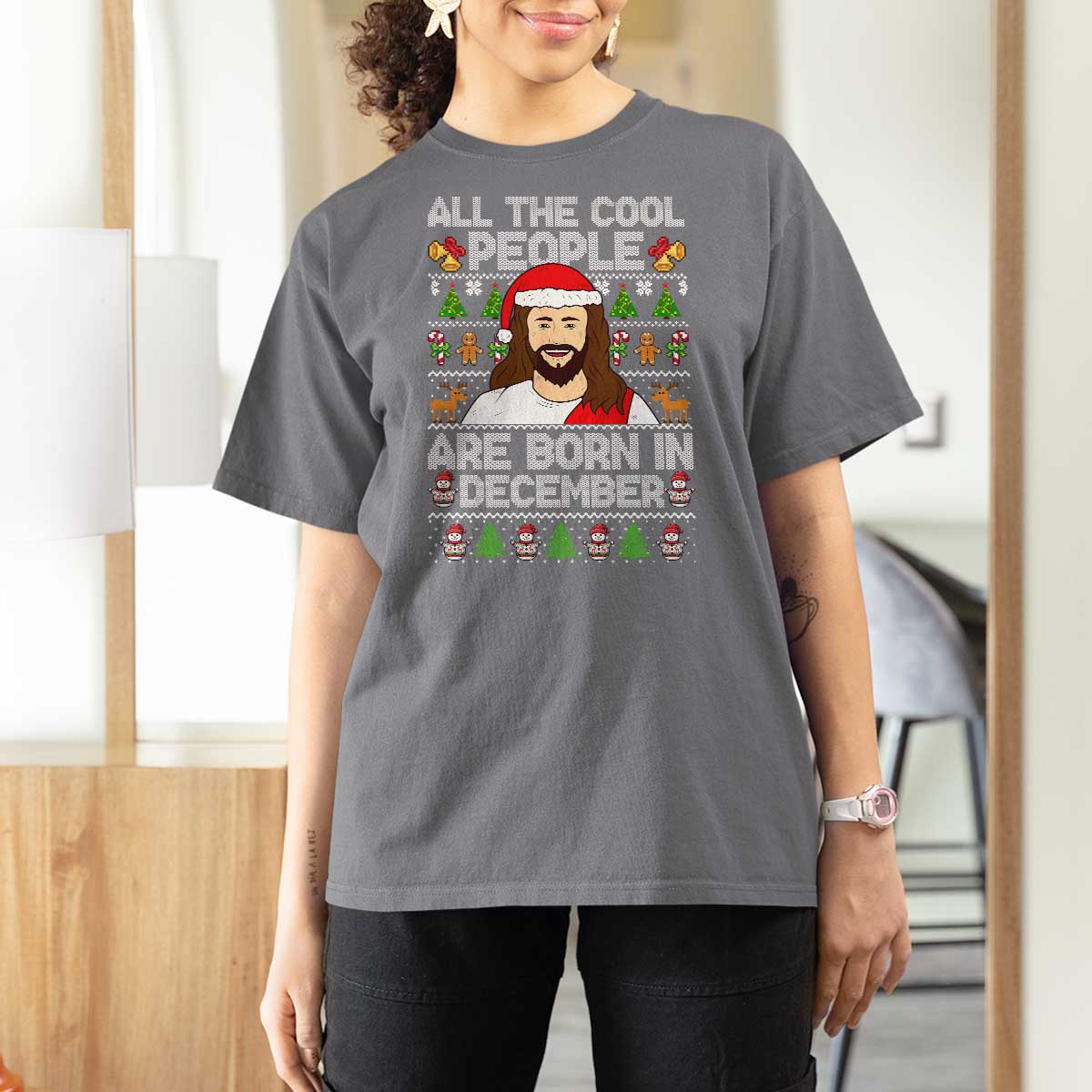 Funny Jesus Christmas December Birthday T Shirt For Women Ugly Xmas - Wonder Print Shop