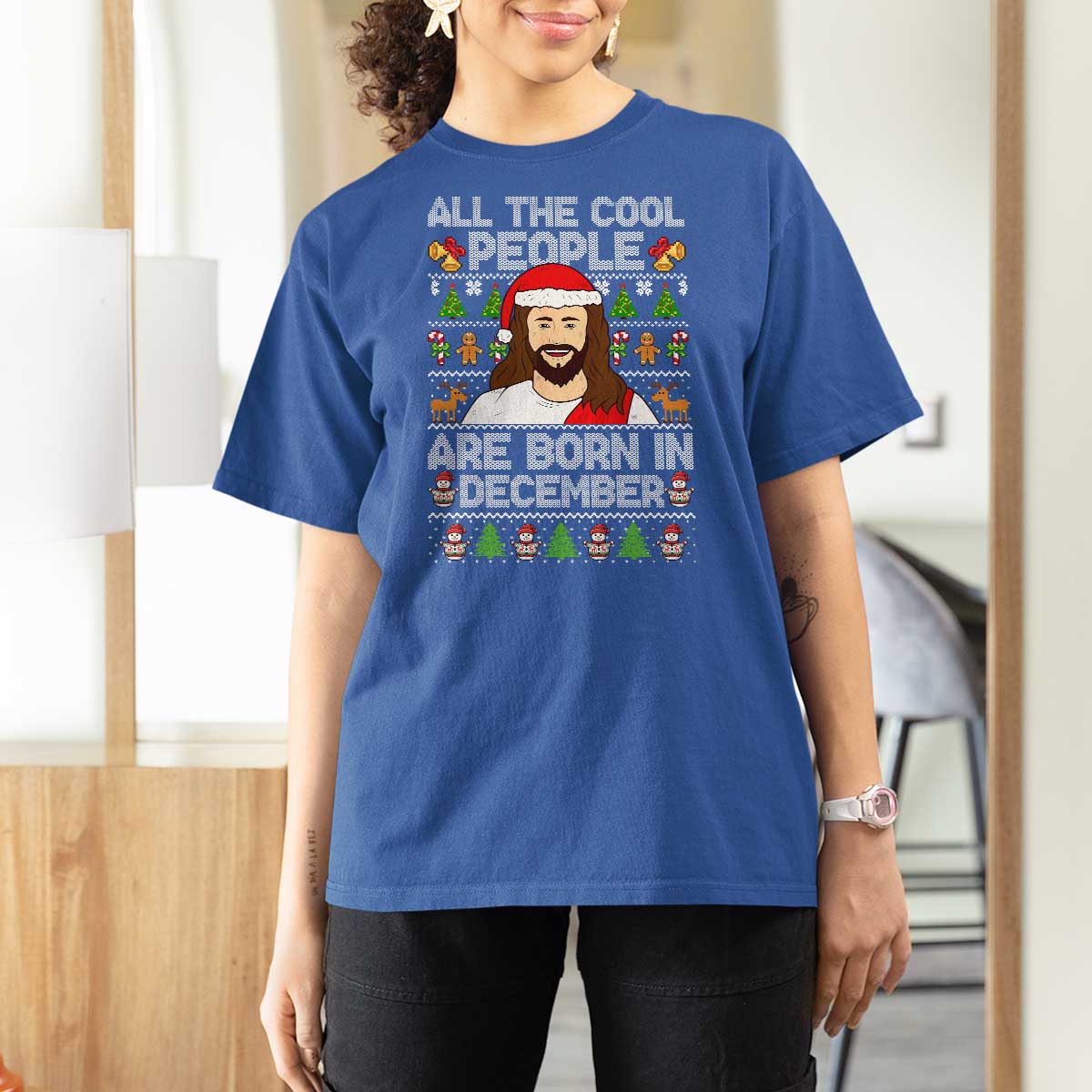 Funny Jesus Christmas December Birthday T Shirt For Women Ugly Xmas - Wonder Print Shop
