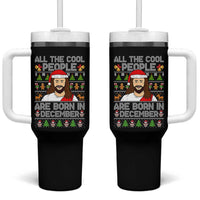 Funny Jesus Christmas December Birthday Tumbler With Handle Ugly Xmas - Wonder Print Shop