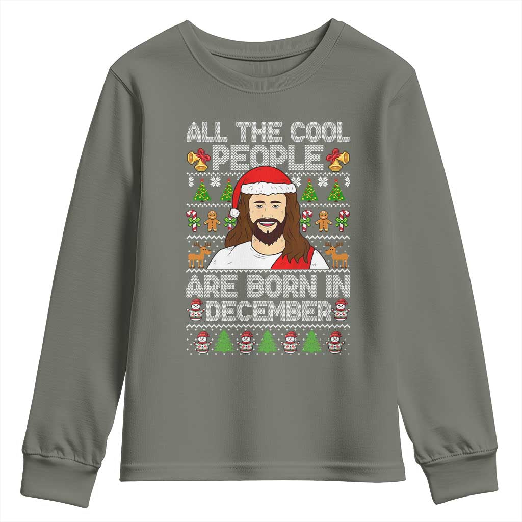 Funny Jesus Christmas December Birthday Youth Sweatshirt Ugly Xmas - Wonder Print Shop