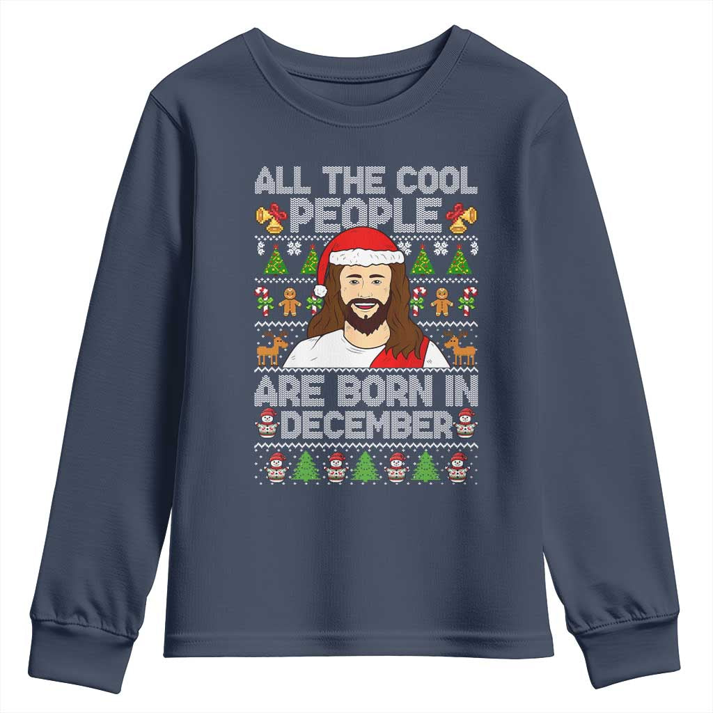 Funny Jesus Christmas December Birthday Youth Sweatshirt Ugly Xmas - Wonder Print Shop