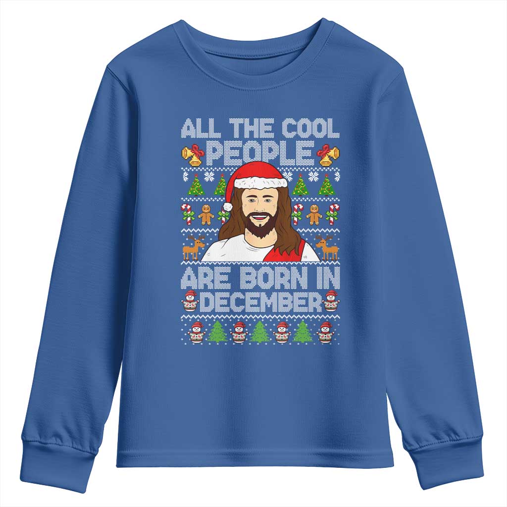 Funny Jesus Christmas December Birthday Youth Sweatshirt Ugly Xmas - Wonder Print Shop