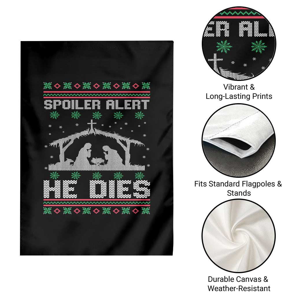 Spoiler Alert He Dies Garden Flag Funny Nativity Scene Dark Humor Ugly Xmas - Wonder Print Shop