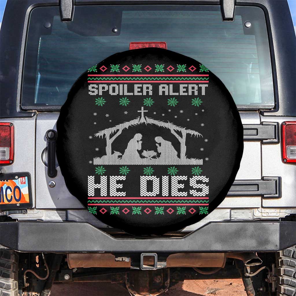 Spoiler Alert He Dies Spare Tire Cover Funny Nativity Scene Dark Humor Ugly Xmas - Wonder Print Shop