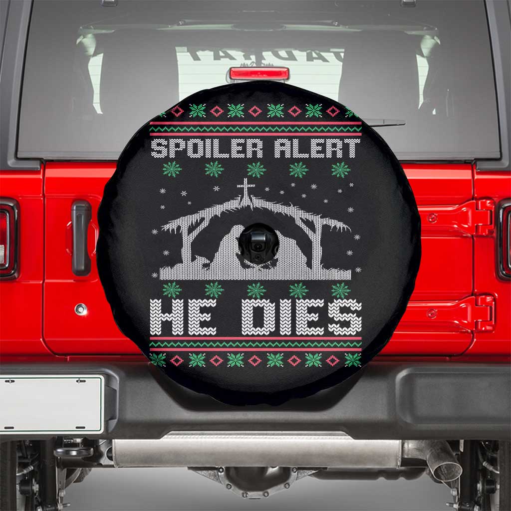 Spoiler Alert He Dies Spare Tire Cover Funny Nativity Scene Dark Humor Ugly Xmas - Wonder Print Shop