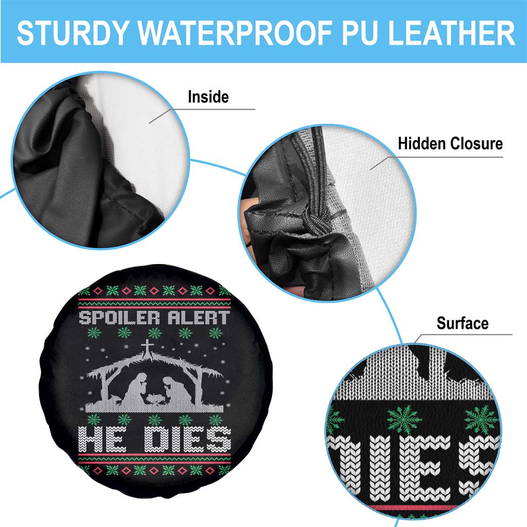 Spoiler Alert He Dies Spare Tire Cover Funny Nativity Scene Dark Humor Ugly Xmas - Wonder Print Shop