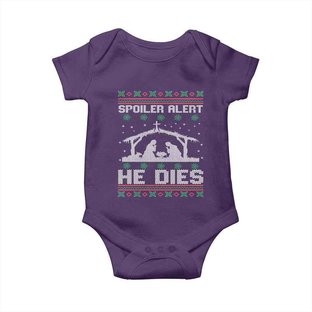 Spoiler Alert He Dies Baby Onesie Funny Nativity Scene Dark Humor Ugly Xmas - Wonder Print Shop