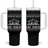 Spoiler Alert He Dies Tumbler With Handle Funny Nativity Scene Dark Humor Ugly Xmas - Wonder Print Shop