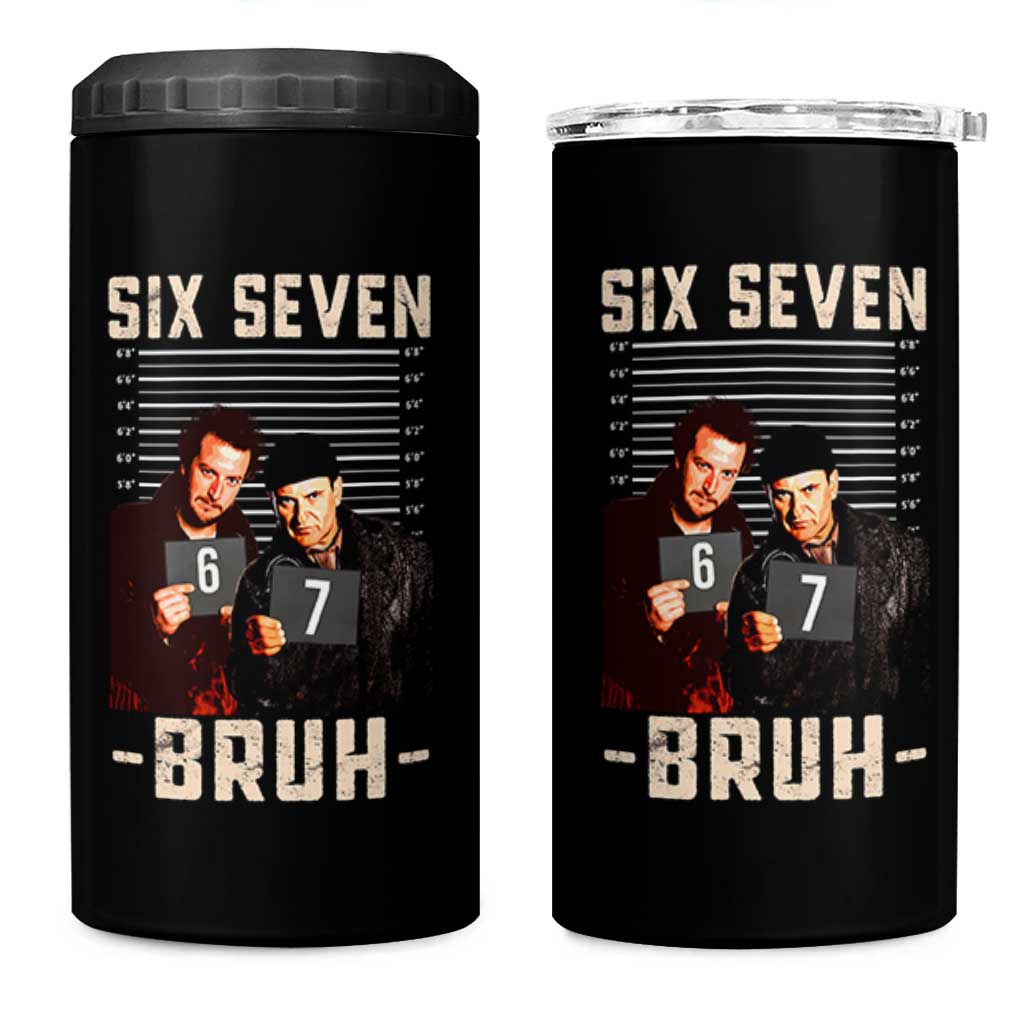 Funny 6 7 Meme 4 in 1 Can Cooler Tumbler Retro Home Christmas Movie Alone - Wonder Print Shop