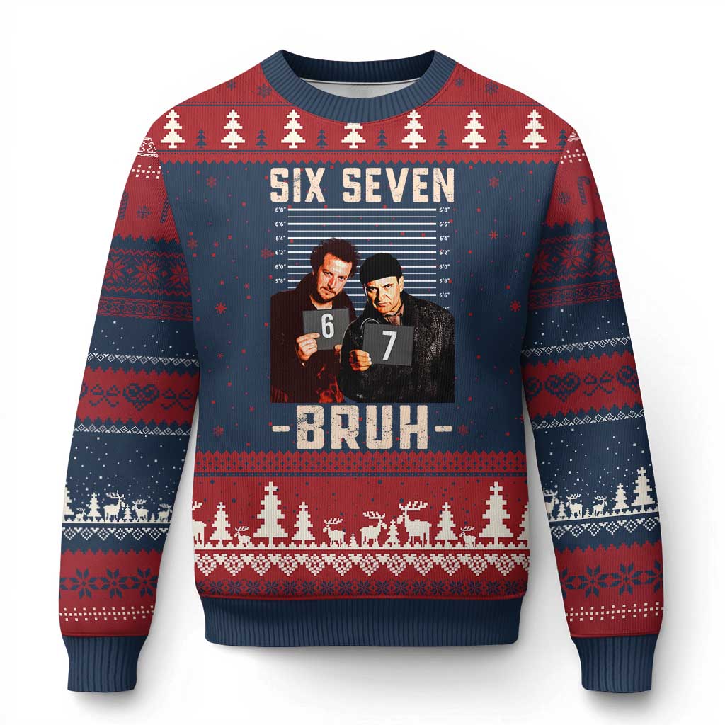 Funny 6 7 Meme Ugly Christmas Sweater Retro Home Xmas Movie Alone - Wonder Print Shop