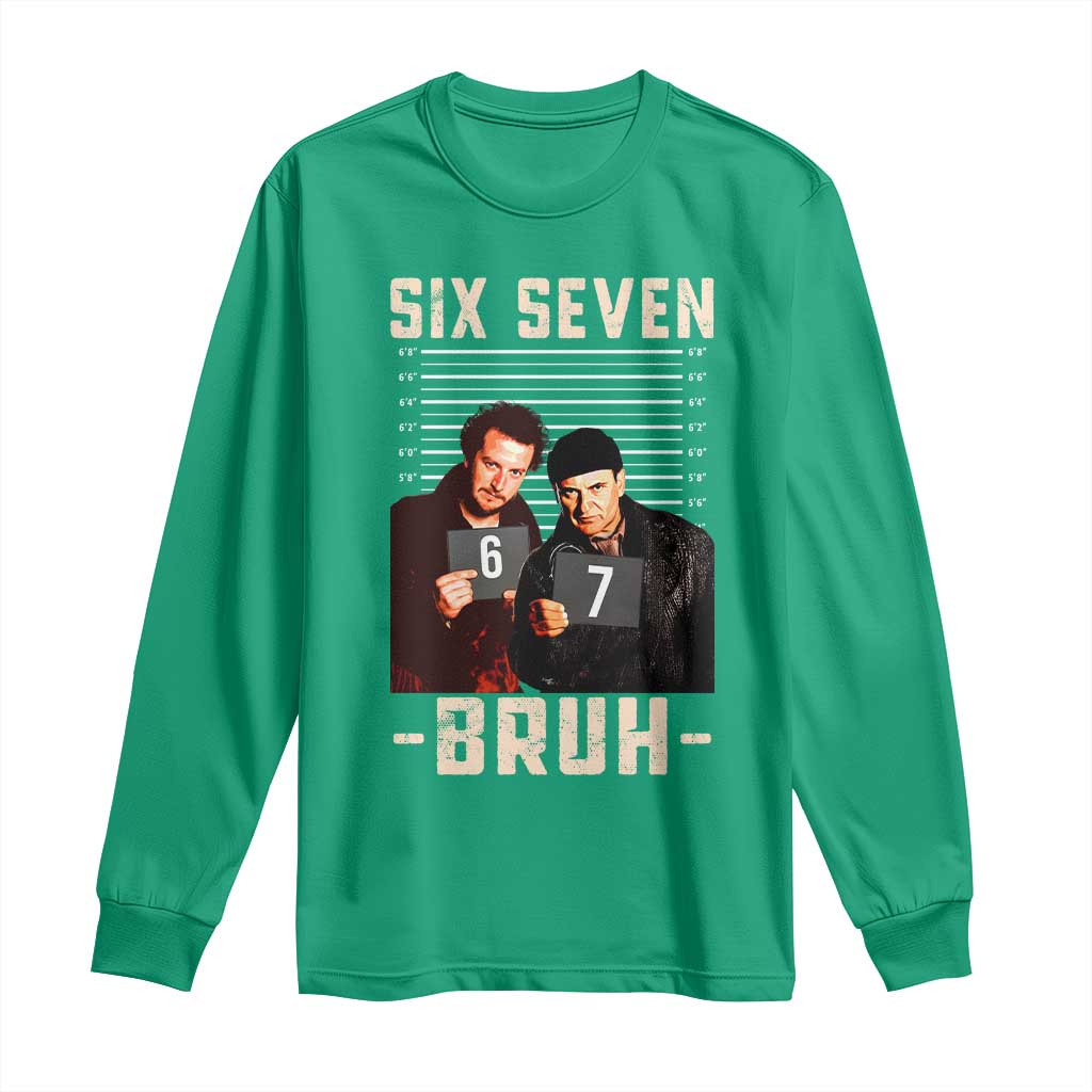 Funny 6 7 Meme Long Sleeve Shirt Retro Home Christmas Movie Alone - Wonder Print Shop